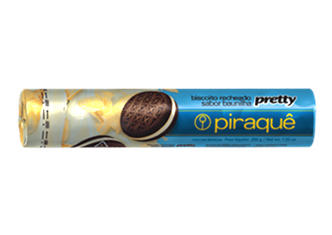 creme sandwich pretty baunilha.jpg - Ingredientes: Farinha de trigo rica com ferro e ácido fólico, açúcar, gordura vegetal interesterificada, amido de milho, maltodextrina, cacau em pó, açúcar invertido, leite em pó, sal e malte. Estabilizante: lecitina de soja, emulsificante: estearoil 2-lactil lactato de cálcio, fermentos químicos: bicarbonato de sódio, bicarbonato de amônio e fosfato monocálcico, acidulante: ácido cítrico, aromas artificiais de baunilha e leite e aroma natural reforçado de chocolate. CONTÉM GLÚTEN.